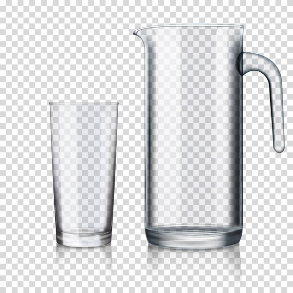 Прозрачный стеклянный кувшин, изолированный
