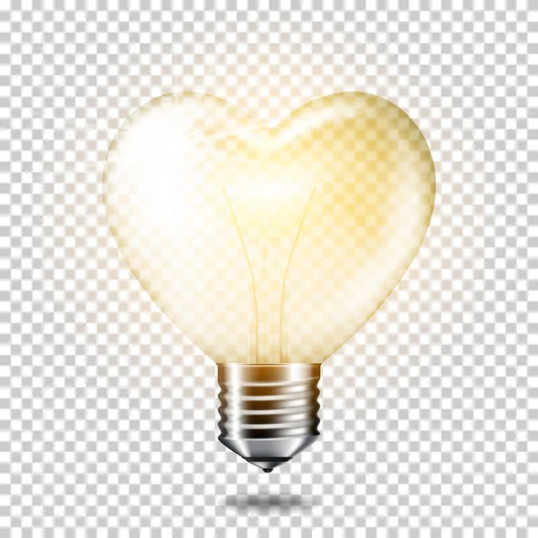 Transparent realistic heart light bulbs, isolated.