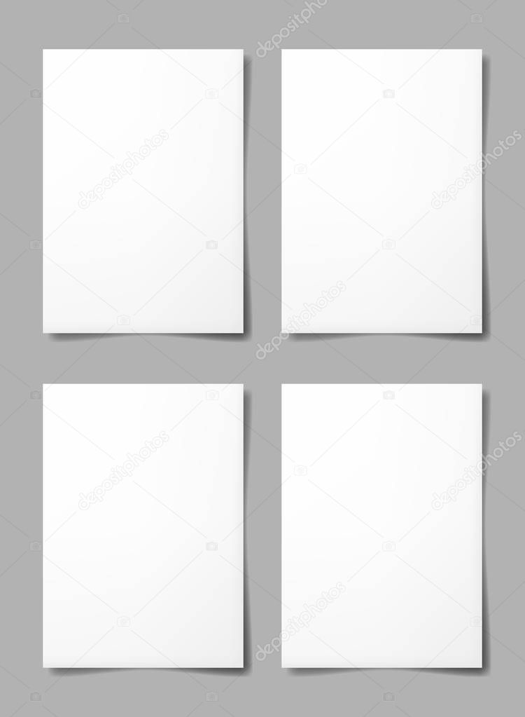 Realistic vector illustration of blank sheets with shadows.