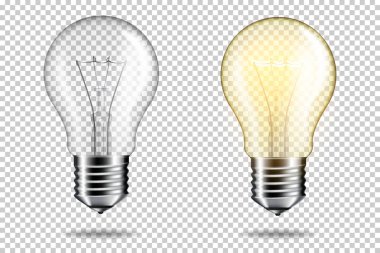 Gerçekçi şeffaf izole ampul,.