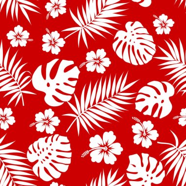 Kırmızı tropikal desen sorunsuz.