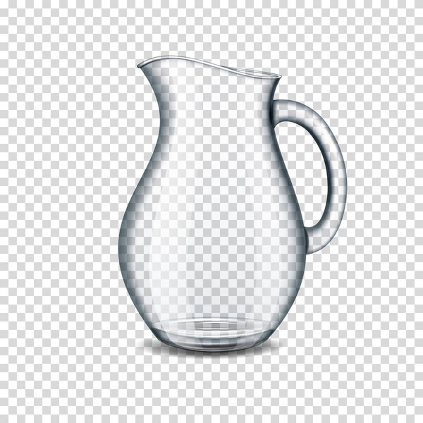 Realistic transparent jug, isolated.