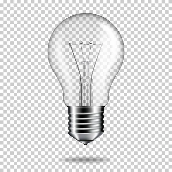 Bombilla Luz Transparente Realista Aislada — Vector de stock