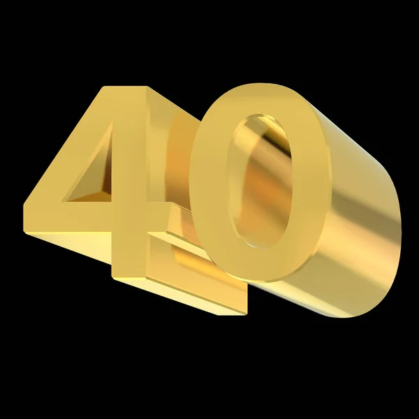 Gouden nummer 40. Arabische cijfers in isometrische weergave. 3d renderen — Stockfoto