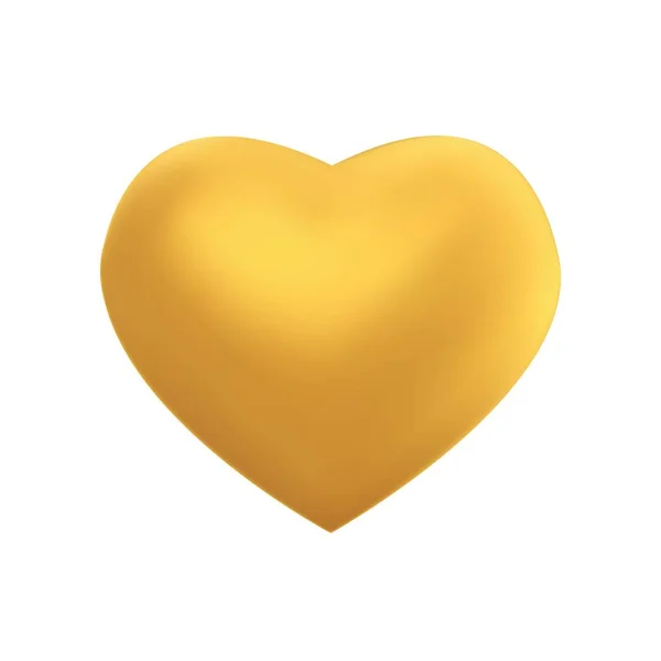 Gouden hart. Volumetrische symbool van de liefde. Elementen voor de samenstelling van begroetingen. — Stockvector