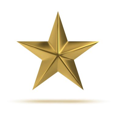 Altın Yıldız. 3D derecelendirme ya da onay işareti. Bileşim elementi.