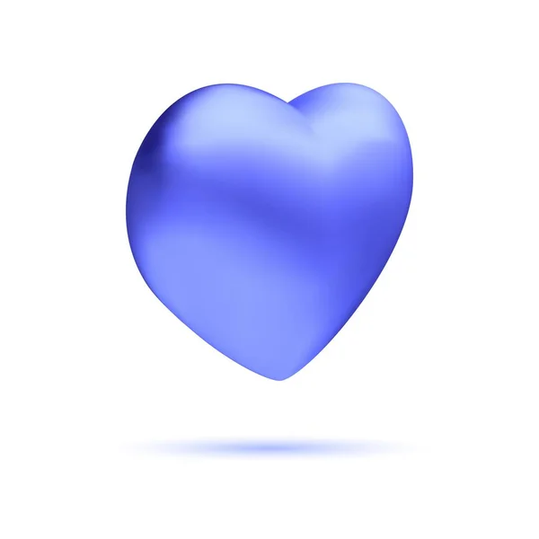 Blauw hart. 3D liefdessymbool geïsoleerd op witte achtergrond. Element voor gefeliciteerde compositie. Vectorillustratie. — Stockvector