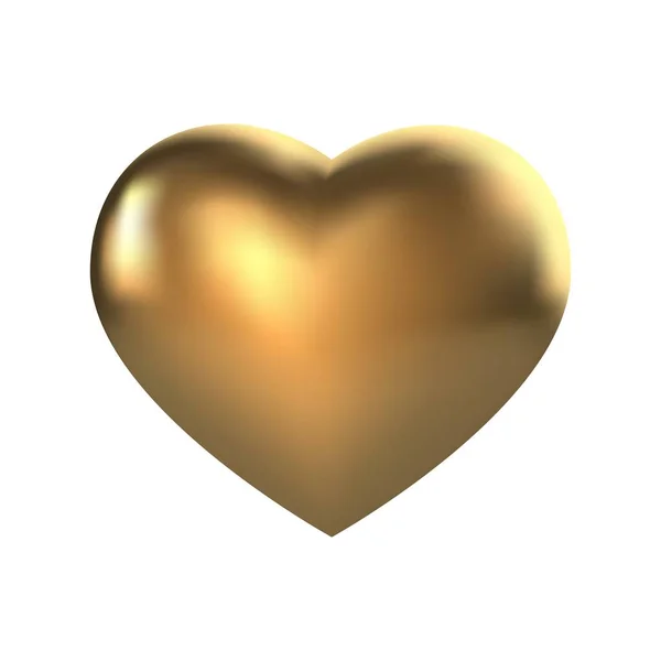 Gouden hart. 3D liefdessymbool geïsoleerd op witte achtergrond. Element voor gefeliciteerde compositie. Vectorillustratie. — Stockvector