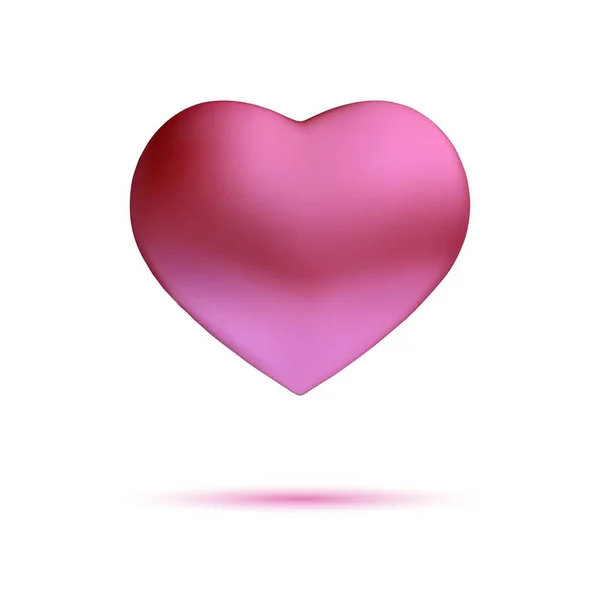 Roze hart. 3D liefdessymbool geïsoleerd op witte achtergrond. Element voor gefeliciteerde compositie. Vectorillustratie. — Stockvector