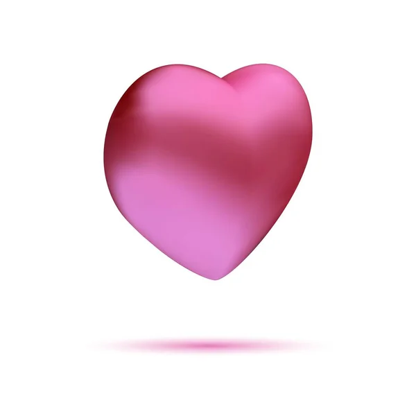 Roze hart. 3D liefdessymbool geïsoleerd op witte achtergrond. Element voor gefeliciteerde compositie. Vectorillustratie. — Stockvector