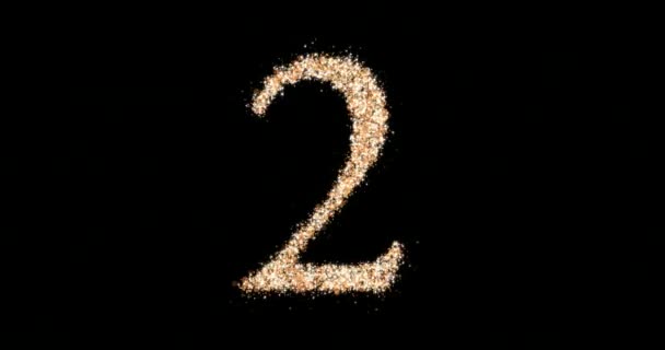 Gold glitter number 2 loop. A figure of sparkling particles. 3d animation — Stock Video