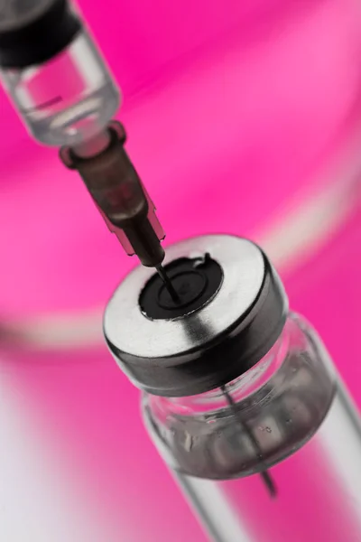 Ampolas Injectáveis Garrafas Médicas Vidro Para Vacinação Frascos Transparentes Seringas — Fotografia de Stock