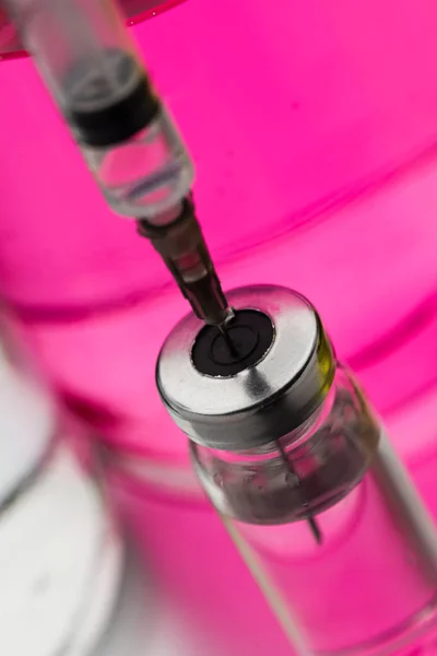 Ampollas Inyectables Frascos Médicos Vidrio Para Vacunación Frascos Transparentes Jeringas — Foto de Stock