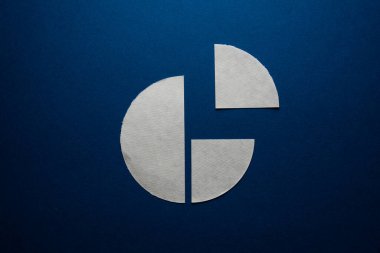 Kağıt disk üç parçaya bölünmüş. Kavram çizelgesi.