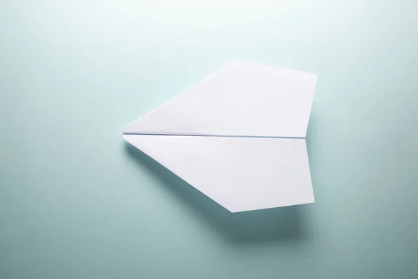 White Paper Airplane Turquoise Background — Stock Photo, Image