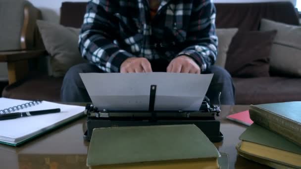 Writer Working Retro Typewriter Crop — Stock Video