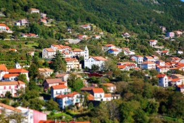 Agerola, Napoli eyaletinin, İtalya Köyü havadan görünümü. 