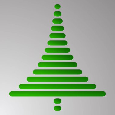 Soyut yeşil Noel ağacı gri degrade arka plan köşeleri yuvarlatılmış dikdörtgen oluşur. Kabarık Noel ağacı metal arka plan için. Tebrik kartı.