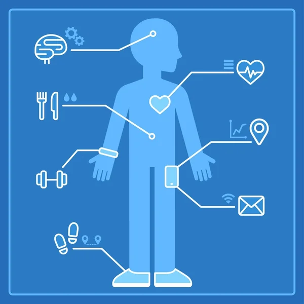 Infografías de seguimiento de salud de dispositivos inteligentes — Archivo Imágenes Vectoriales