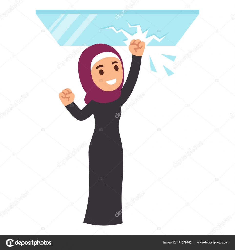 Muslim business woman breaking glass ceiling — Stock Vector © Sudowoodo