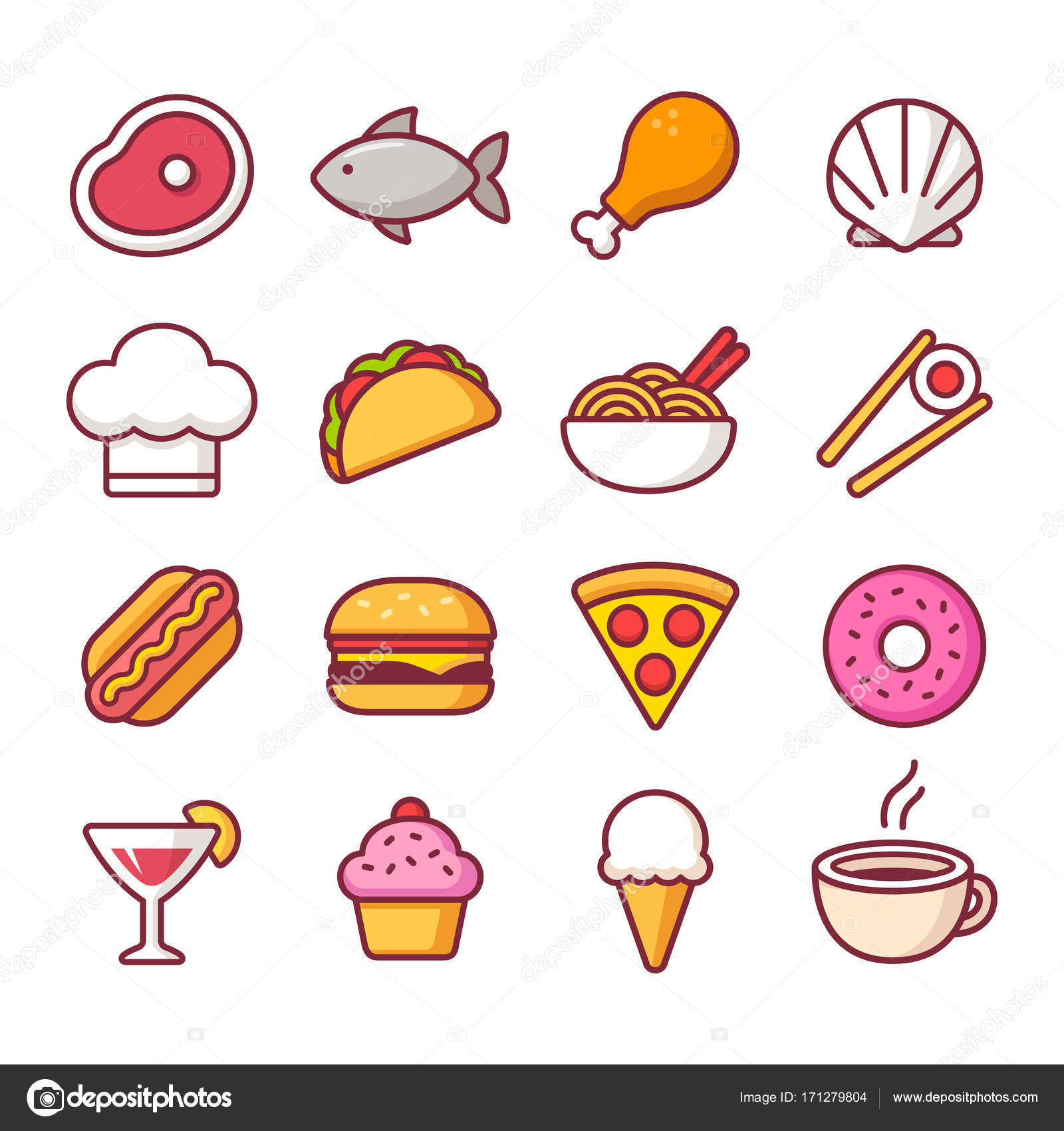 Restaurant food icon set Stock Vector by ©Sudowoodo 171279804