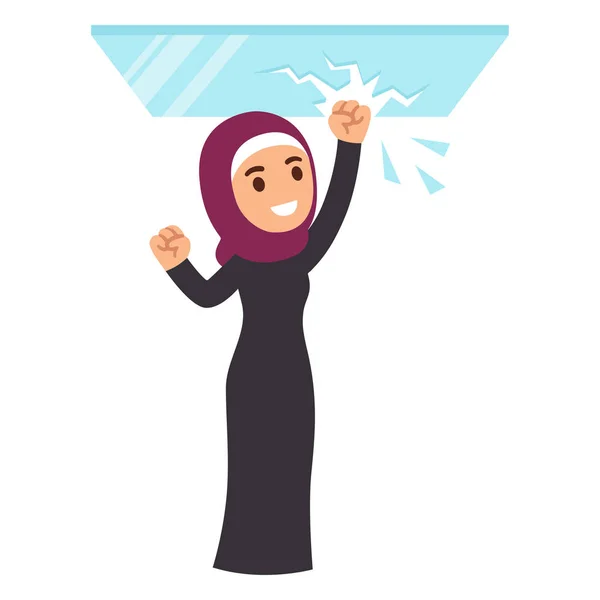 Muslim business woman breaking glass ceiling — Stock Vector