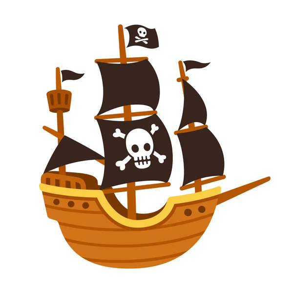 Dibujos animados barco pirata — Vector de stock