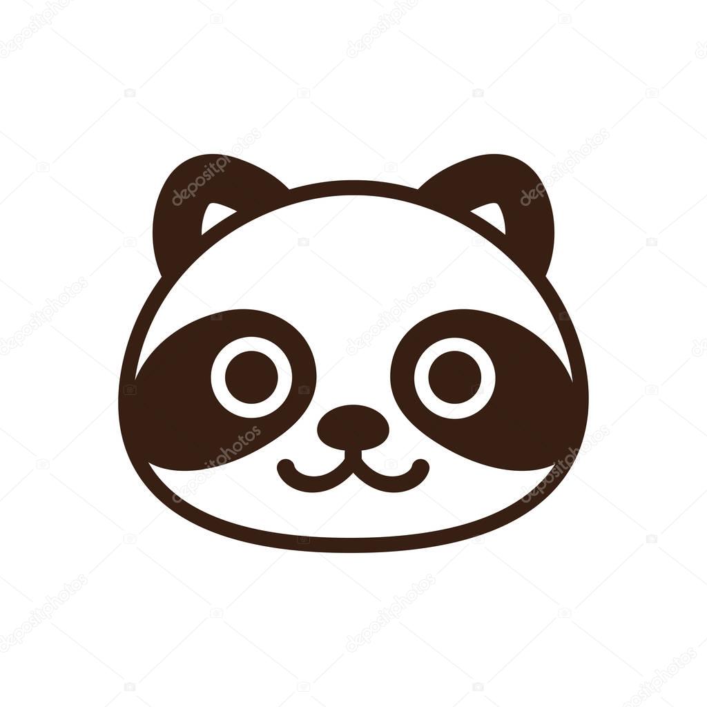 Cute cartoon Tanuki, Japanese raccoon dog character. Simple smiling raccoon face icon, vector illustration.