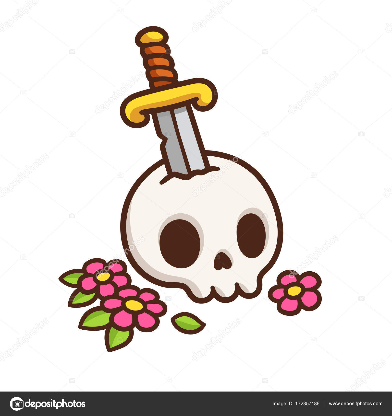 칼 문신 해골 스톡 벡터 - ©Sudowoodo 172357186, image size:963x1024