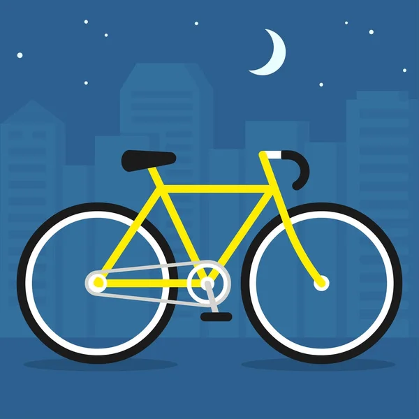 Kota sepeda di malam hari - Stok Vektor