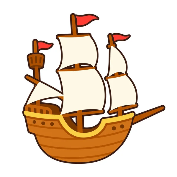 Buque de vela de dibujos animados — Vector de stock