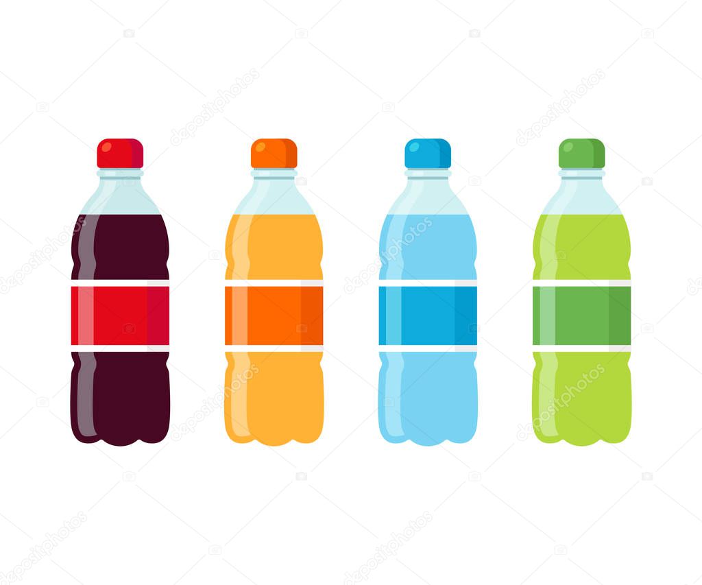 Soda bottles icon set