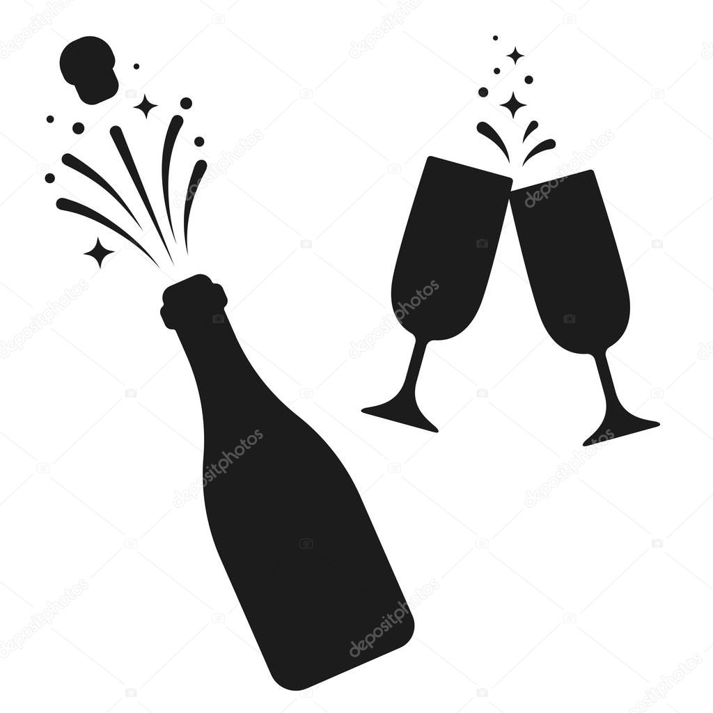 Champagne bottle and glasses set