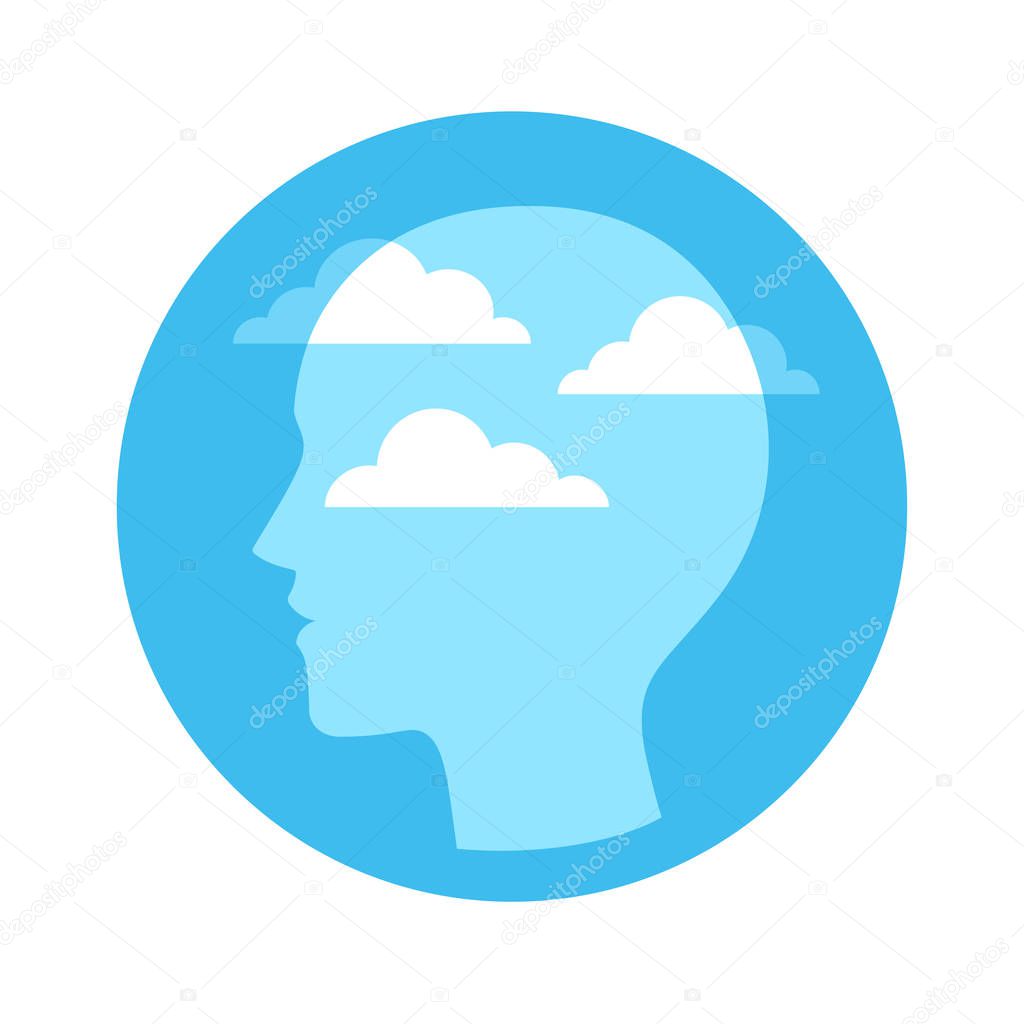 Head with sky and clouds