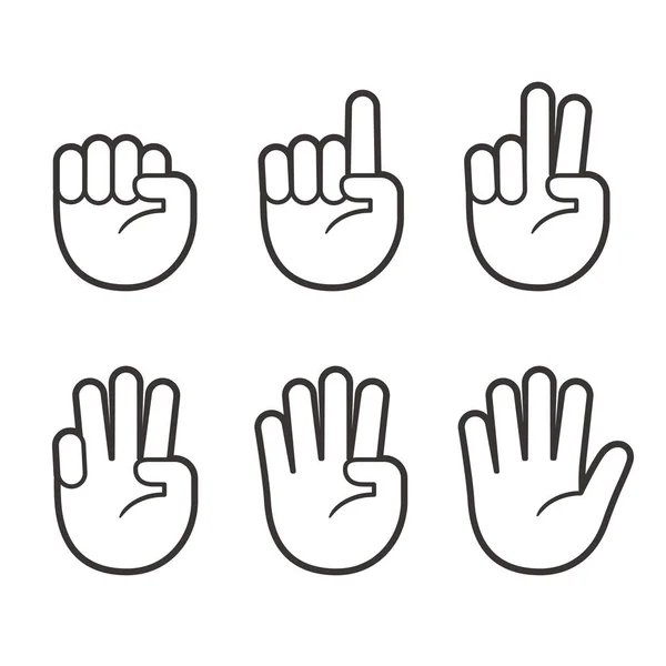 Contar los dedos iconos de la mano — Vector de stock