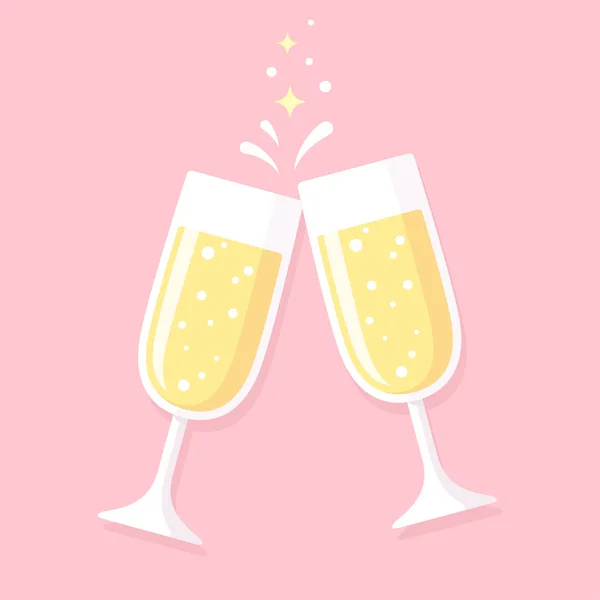 Twee glazen champagne. — Stockvector