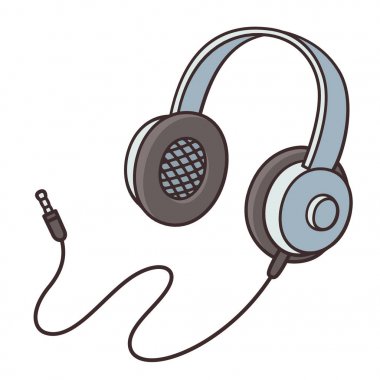 Çizgi film headhpones illüstrasyon.