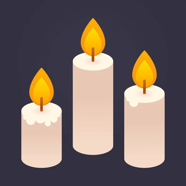 Velas encendidas conjunto — Vector de stock