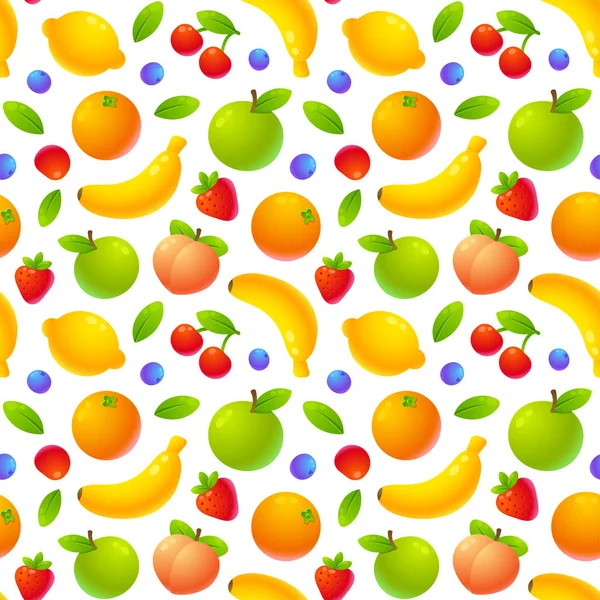 Dibujos animados frutas patrón — Vector de stock
