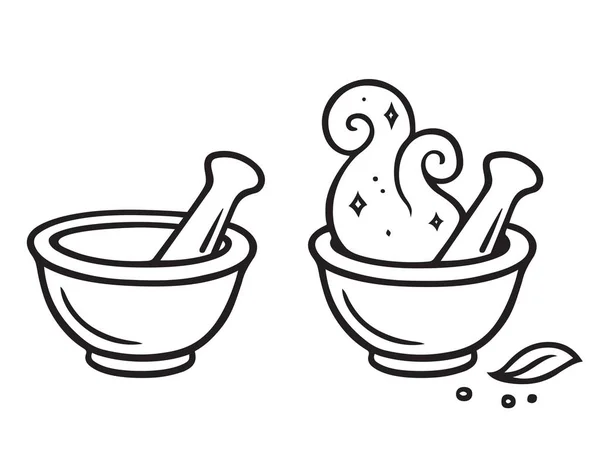 卡通砂浆和杵 — 图库矢量图片