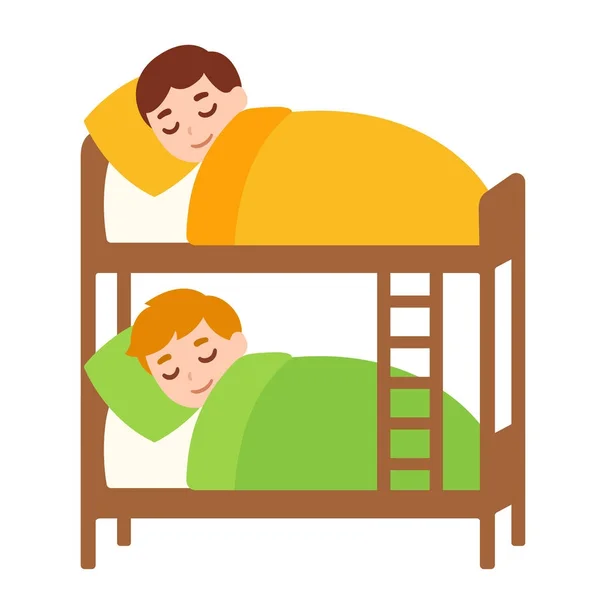Gyerekek alszik emeletes ágy — Stock Vector