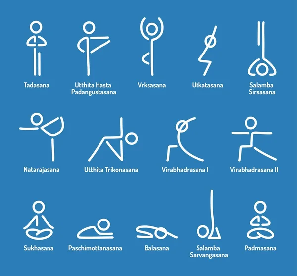 Yoga plantea iconos — Archivo Imágenes Vectoriales