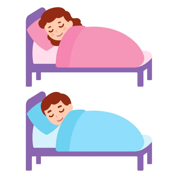 Durmiendo chica y chico — Vector de stock