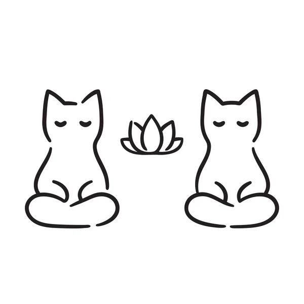 Gatti Zen disegno — Vettoriale Stock
