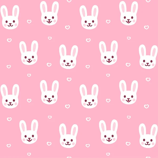 可爱的卡通兔图案粉红色背景 — 图库矢量图片