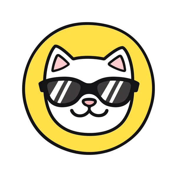 Kedi yüzüne güneş gözlüğü — Stok Vektör