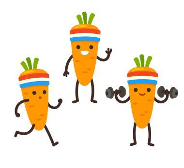 Funny cartoon carrot character clipart