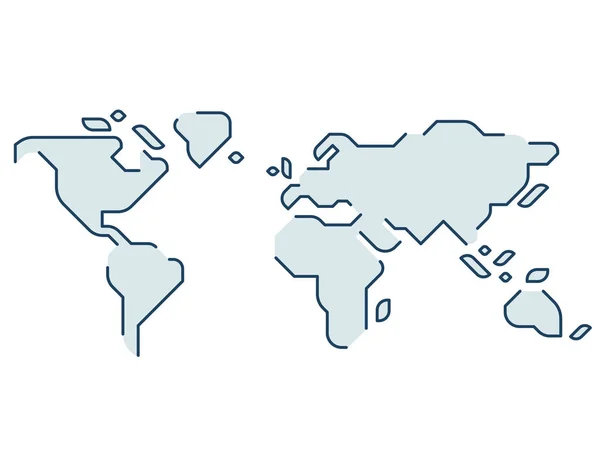 Mapa Mundo Simples Estilo Ícone Linha Mínima Vetor Ilustração —  Vetores de Stock