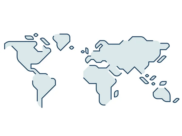 Mapa Świata Prosty Minimalnym Linii Ikona Stylu Wektor Ilustracja — Wektor stockowy