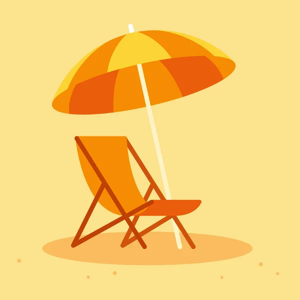 Silla de playa y paraguas — Vector de stock